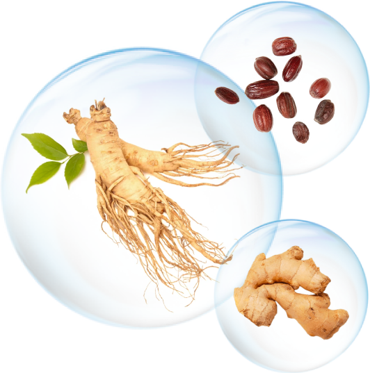 Ginseng, jojoba oil and ginger root